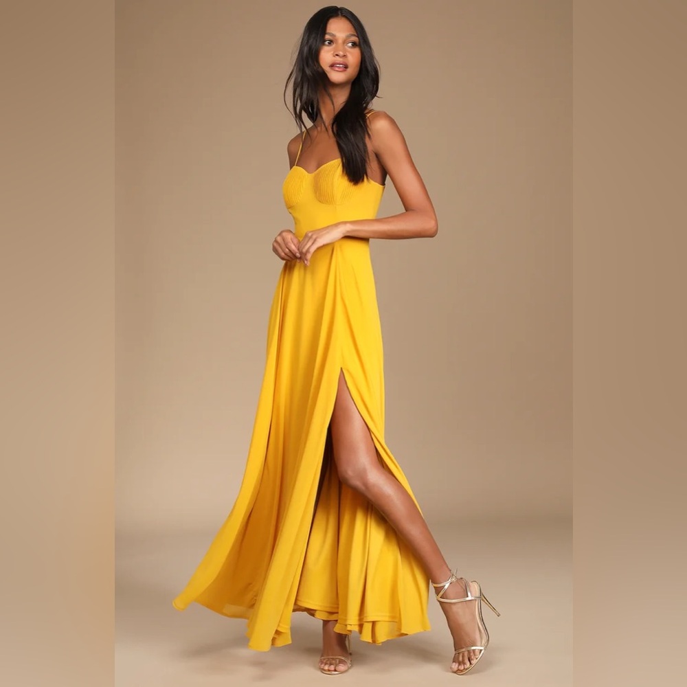 Lulus Cause for Commotion Pleated Bustier Maxi Dress